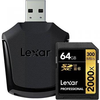 Lexar - Tarjeta de Memoria SDXC 64 GB Profesional 2000x - UHS-II