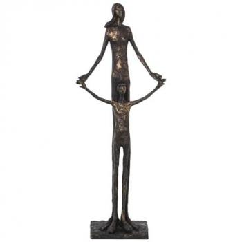 Figura Decorativa Dorada de Plástico Mujer Niño 18 x 27 x 59 cm