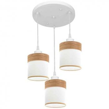 Plafón Cloe 3xe27 Blanco/madera Clara Regx42x42 cm