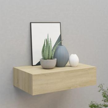 Estante con cajón de pared MDF 40x23,5x10 cm en colores Blanco, Negro y Gris - Mueble de Almacenaje Estantería para Oficina, Estudio y Dormitorio