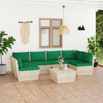 Conjunto de Sofás de Jardín en Paleta con Cojines de Madera de Abeto