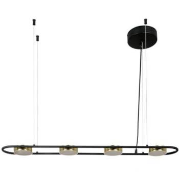Lámpara de techo LED GRIMBSY de metal y aluminio con 4 focos - Ancho 85 cm - Negro y dorado