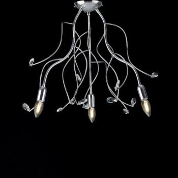 Lámpara de Techo Moderna Bonetti Illumina - Hierro Cromado Pulido con Pedrería Cristal, 3 Luces, 56 cm