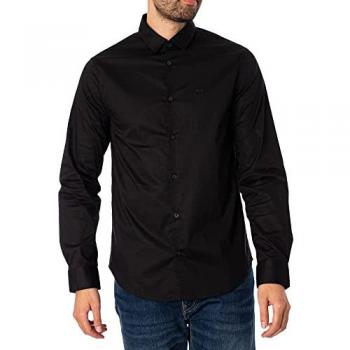 Armani Exchange Men's Black Cotton Stretch Long Sleeve Shirt - Size L