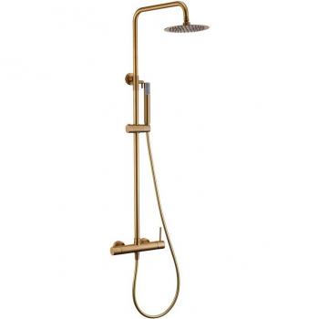 Conjunto de ducha monomando de acero inoxidable Monza Imex con acabado en oro cepillado