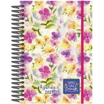 Agenda Escolar 2024-2025 Senfort Student Decorada Espiral Tapa PP D/P 120x170 con Goma Flowers