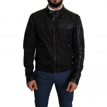 Dolce & Gabbana Black Nylon Full Zip Men Bomber Coat Jacket - IT44 | XS