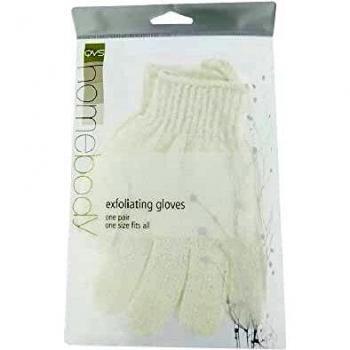 QVS - Guantes exfoliantes para baño, color blanco