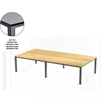MESA EXECUTIVE DOBLE DE ROCADA 320x163 CM COLOR ALUMINIO / GRIS