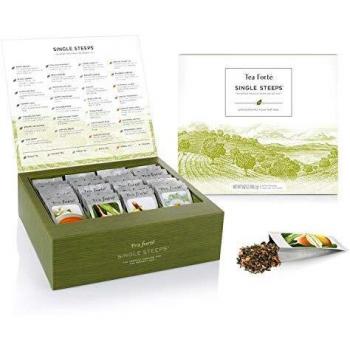 Tea Forte Tea Forté SINGLE STEEPS Muestrario con Bolsitas de Té Empaquetadas Individualmente, CAJA DE TÉ Surtido Variado, 28 Bolsas Diferentes de Un Solo Uso