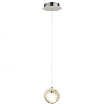 Lámpara colgante Salvio redonda Escultura 1 x 3W LED Cromado / blanco