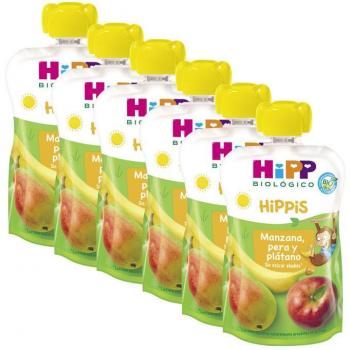 Pouches Manzana Pera Platano Bio 6x100g Hipp