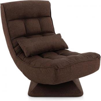 Sillón Plegable Regulable en 4 Posiciones con Base Giratoria y Almohada Lumbar, Marco de Metal