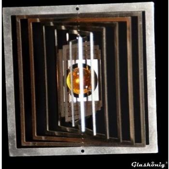 Acero inoxidable de viento cuadrado pequeño H. de 9 cm x B. de 9 cm con bola de cristal de diámetro 16 mm