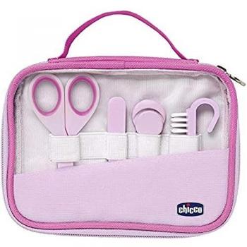 Chicco Happy Hand - Set de cuidado de uñas para bebés: tijeras, corta uñas, lima y cepillo, color rosa