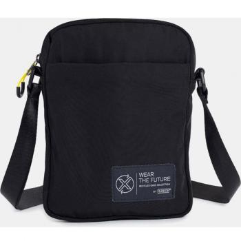 Bandolera Munich Crossbody Pequeña Negra con Bolsillo Frontal, Cierre de Cremallera y Detalles Amarillos para Hombre