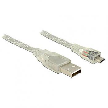 Cable USB 2.0 Tipo A a Micro B de 2m Transparente