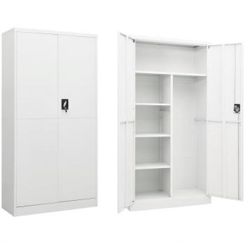 Armario de taquilla de acero blanco con estantes 90x40x180 cm