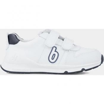 Zapatillas deportivas para niña Biomecanics modelo Sauvage 231005-A, de piel, con cierre autoadhesivo, color blanco y azul, talla 25