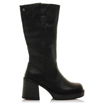 MTNG Botas de Tacón Mujer New Oasis 59799 Negro, Piel, Interior Piel, Caña Alta, Punta Redonda, Cierre con Cremallera
