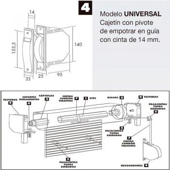 Recogedor Persiana Mini 6 Metros Embutir Cinta 14 mm WOLFPACK LINEA PROFESIONAL