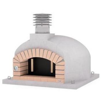 Horno de Leña Exterior de Obra OLYMPUS MONS Aislado con Corcho y 3 Mantas Cerámicas (Blanco - 130 x 130 x 82 cm)