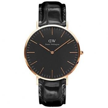 Daniel Wellington Classic Reading, Black/Rose Gold Watch, 40mm, Leather, for Men