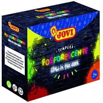 Jovi - Pack de 4 botes de témpera fosforescente, multicolor, 55 mililitros