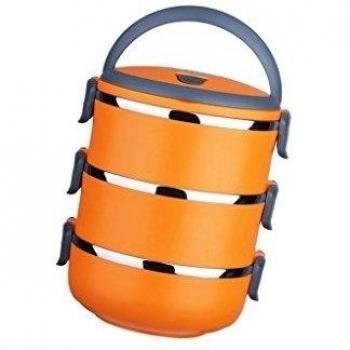 Contenedor de Alimentos Térmica Lonchera Material Aislante Bolsas para llevar Comida Sándwiches Acero Inoxidable - Naranja , 3Capas