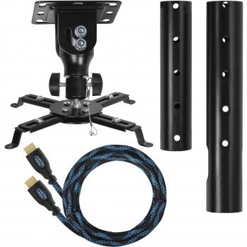 Cheetah Mounts APMEB Soporte de Techo Color Negro para Proyectores con Cardan Universal Esférico; Incluye Un Cable HDMI Twisted Veins