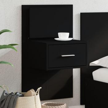 Mesita de noche de pared con luces LED en Blanco, Negro y Roble Sonoma - Mesita para habitación, dormitorio, salón y estudio, mesa auxiliar