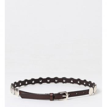 Golden Goose Women's Brown Leather Trinidad Belt with Metal Details - Size 70