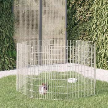 8-Panel Galvanized Iron Animal Enclosure 54x80 cm