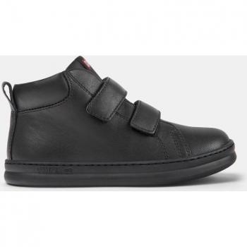 Camper Runner Four Kids Black Leather Sneakers with Velcro Closure - Size 36
