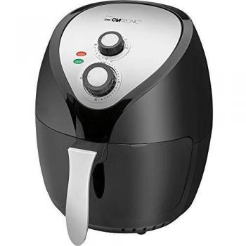 Clatronic FR 3699 H Freidora Sin Aceite por Aire Caliente, Termostato y Temporizador, 1400 W, Inoxidable, Negro/Acero