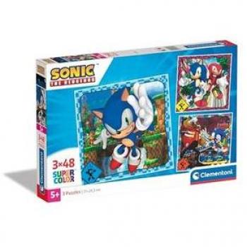 Puzzle Sonic Supercolor 3x48 Piezas de Clementoni