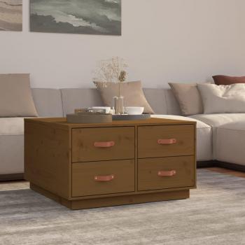 Mesa de estar ámbar 80x80x45 cm madera maciza de pino marrón miel