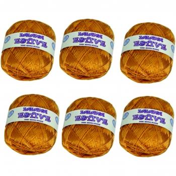 LA LANA ESTIVE 2203- PACK de 6 ovillos de 100grs cada uno para tejer. Color OCRE
