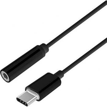 AISENS - A109-0385 Conversor USB-C a Audio Estilo Apple, USB-C/M-Jack 3.5/H, Negro, 15cm