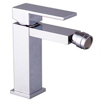 Grifo de Bidet Monomando Serie Duratón con Base de Latón, Cartucho de Discos Cerámicos 25mm, Acabado Cromo, Latiguillos de 400mm, Certificado CE - Alta Calidad
