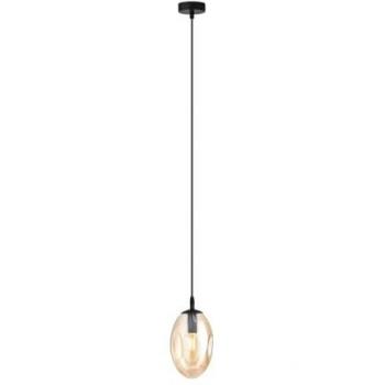 Lámpara de Suspensión Astral EPIKASA - Acero con Recubrimiento de Polvo, Vidrio Negro y Ámbar, Dimensiones 12x100x10 cm