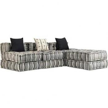 vidaXL Puf Modular de 3 Plazas de Tela a Rayas Puf Modular 3 Plazas Tela a Rayas 118x140x58 cm Mueble Hogar Casa Mobiliario de Hogar Casa