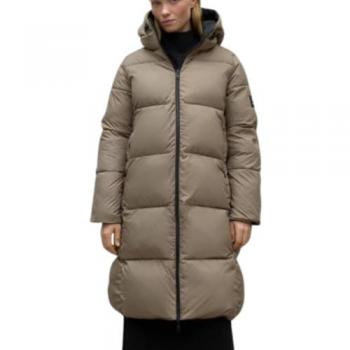 Abrigo acolchado reversible Ecoalf Baru para mujer con cierre de cremallera, capucha y bolsillos laterales en color negro mate