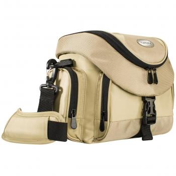 Estuche Para Cámara Mantona Premium - Bolsa Universitaria con Acceso Rápido, Protección contra Polvo, Correa de Transporte y Compartimento para Accesorios, Ideal para Cámaras DSLM y DSLR, Color Arena/Negro