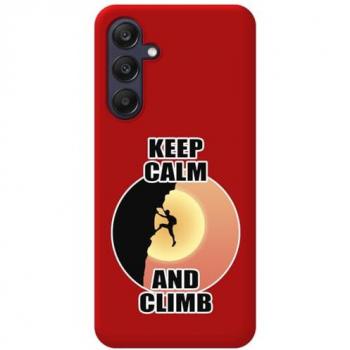 Funda de Silicona Líquida Roja para Samsung Galaxy A25 5G con Diseño de Hombre Escalador