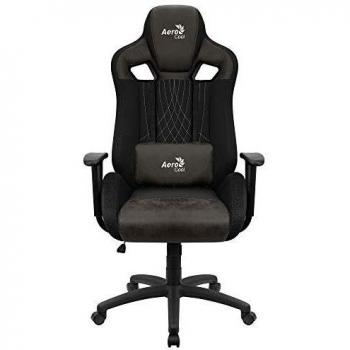 Aerocool Earl Silla Gaming, AeroSuede Transpirable, Respaldo Ajustable, Negro