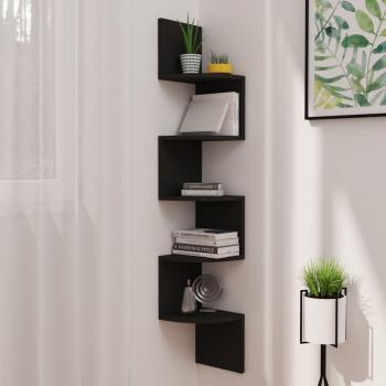 vidaXL Wall Corner Shelf Black 19x19x123 cm Engineered Wood