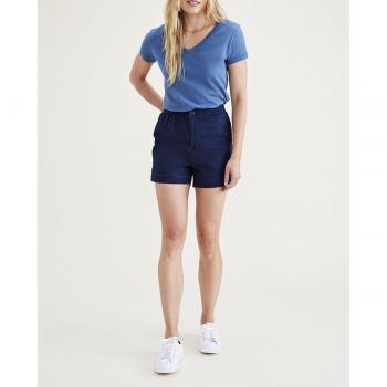 Shorts Dockers para mujer con cintura elástica, pantalones cortos casuales en color azul