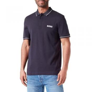 BOSS Men's Slim Fit Short Sleeve Polo Shirt - Dark Blue - Size L