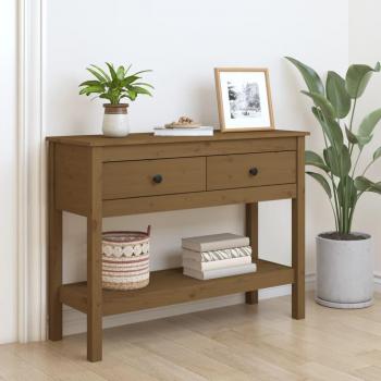 Mesa Consola Ambreto 100x35x75 cm en madera maciza de pino marrón miel